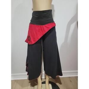 Spiral Cosmic Oriental Look Vintage Harem Size M Black Red Women's Pants #C1